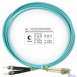 Cabeus FOP-50-LC-ST-2m Шнур оптический duplex LC-ST 50/125 mm OM3 2м LSZH