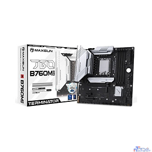 MAXSUN MS-Terminator B760M D5 WIFI 6E (Socket 1700, mATX, 4*DDR5(192Gb), DP/HDMI, 4*SATA3, 3*M.2, 1xPCI-E x16 /1xPCI-E x4/1xPCI-E x1,  6*USB 2.0,  2*USB 3.2 , LAN 1*2.5G, Wi-Fi 6E, BT5.3, RTL)