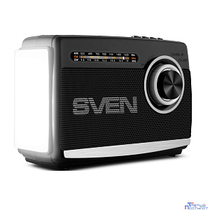 SVEN АС SRP-155, чёрный (3 Вт, Bluetooth, FM/AM/SW, USB, microSD, фонарь, встроенный аккумулятор)