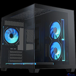 Корпус XASTRA QW500M 6ARGB-C10-UC Black mATX/Aquarium/Screewless/ 6x120mm ARGB PWM FM fans/Argb+PWM HUB 10port/Type-C/ QW500M-6FM12A-C10-UC
