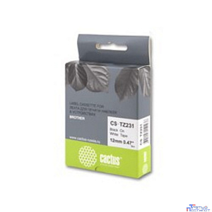 CACTUS  TZ-231 Лента CACTUS (CS-TZ231) для печати наклеек в устройствах brother P-touch 1010/1280/1280VP/2700VP, черный на белом, 12мм х 8м