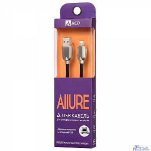 Кабели USB ACD USB кабель ACD-Allure Lightning ; USB-A Кожа, 1м, черный (ACD-U926-P5B)