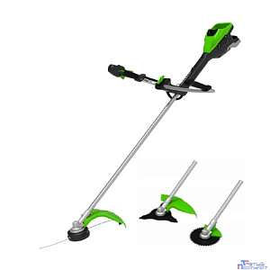 Greenworks TB201H Триммер аккумуляторный , 82V, 2,0 кВт, 46 см, c трехлопастным ножом и кусторезом, бесщеточный, без АКБ и ЗУ [2112407]