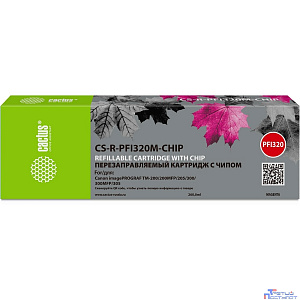 Картридж перезаправляемый струйный Cactus CS-R-PFI320M-CHIP PFI-320M пурпурный (260мл) для Canon imagePrograf TM-200/200MFP/205/300/300MFP/305/250/255/350/355 с чипом