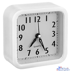 Perfeo Quartz часы-будильник "PF-TC-019", квадратные 10*10 см, белые
