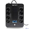 SMARTWATT UPS SAFE PRO LCD 800 {линейно-интерактивный, 800/480 ВА/Вт, напольный/настенный, LCD дисплей, Shuko CEE7/4 - 8 шт. (4 шт. с резервным питанием, 4 шт. - сетевой фильтр}