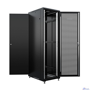 NTSS Шкаф напольный универсальный серверный NTSS R 47U 600х800мм, 4 профиля 19, двери перфорированная и сплошная металл, боковые стенки съемные, регулируемые опоры, разобранный, черный RAL 9005 NTSS-R