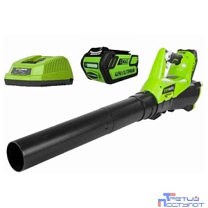 Greenworks Воздуходув аккумуляторный G40ABK4, {40V, с 1хАКБ 4 А.ч и ЗУ} [2400807UB]