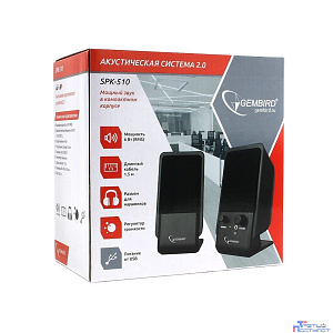 Gembird SPK-510, черный, 6 Вт, рег. громкости, разъём для наушников,USB-питание