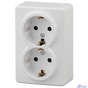 Эра Б0020694 11-2206-01 Розетка 2 х 2P+E Schuko со шторками, 16АХ-250В, ОУ, Эра Эксперт, белый