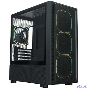 XASTRA Корпус  A411M 4ARGB-FG Black mATX/Mesh /ScrewlessTG+mesh panel/ 4x120mm ARGB PWM FG fans/ A411M-4FG12A