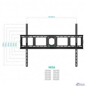 ONKRON UF4 чёрный {55"-100" Максимальная нагрузка: 75 кг VESA: 75x75, 100x100, 100x200, 200x100, 200x200, 200x300, 200x400, 300x100, 300x200, 300x300, 300x400,  400x200}