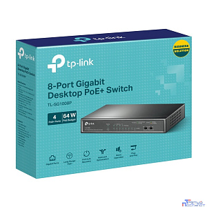 TP-Link TL-SG1008P Настольный коммутатор с 8 гигабитными портами (4 порта PoE+)