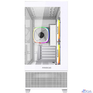 Powercase Vision Micro M3W, Tempered Glass, 3x 120mm ARGB PWM Fan, белый, mATX  (CVMMW-A3)