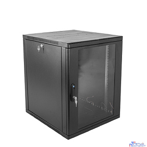 ЦМО Шкаф телекоммуникационный настенный 12U (600 x 650) дверь стекло, цвет черный (ШРН-12.650-9005)