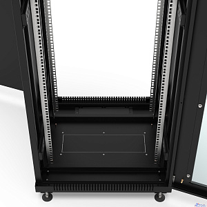 Шкаф напольный 19", 22U Filum FL-NT-2266GM1M-BK NETWORK (ШхГхВ) 600x600x1098 мм, двери: стеклянная/сплошная металл, цвет черный RAL9005