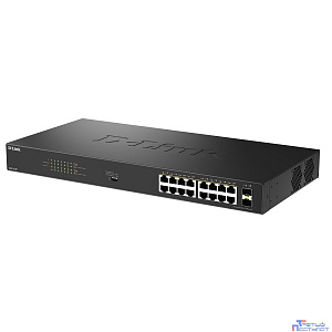 D-Link DGS-1018P/B1A Конфигурируемый коммутатор с 16 портами 10/100/1000Base-T, 2 портами 1000Base-X SFP и DIP-переключателем (16 портов PoE 802.3af/at, PoE-бюджет 240 Вт)