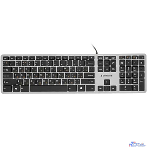 Клавиатура ноутбучного типа  Gembird KB-8420,{USB, ножничный механизм, клавиши управления громкостью, 104 клавиши, кабель 1,5м}
