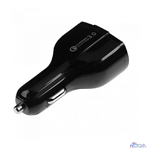 ORIENT CAR QC-12V3W Автомобильное зарядное устройство с функцией быстрой зарядки{поддержка Quick Charge 3.0, 3xUSB-A: QC выход - 5В,3.0A/ 9В,1.67А/ 12В,1.25А; 2,3 выходы - 5В,3.5А} черный