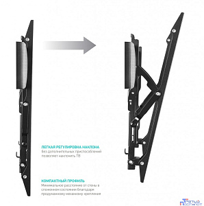 ONKRON TM6 чёрный {43"-85" Максимальная нагрузка: 36,4 кг  VESA: 75x75, 100x100, 100x200, 200x100, 200x200, 200x300, 200x400, 300x100, 300x200, 300x300, 300x400,  400x200}