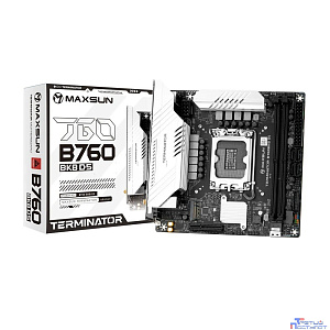 MAXSUN MS-Terminator B760BKB D5 WIFI (Socket 1700, mATX, 2*DDR5(96Gb), DP/HDMI, 2*SATA3, 4*M.2, 1xPCI-Ex16/1*PCIEx4, 4*USB 2.0, 4*USB 3.2 5G, LAN 1*2.5G,  BT, Wi-Fi 6E, RTL)