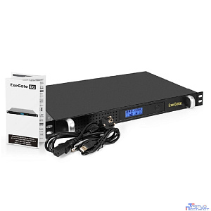 Exegate EX297833RUS ИБП 1U ServerRM UNL-650.LCD.AVR.4C13.RJ.USB.1U <650VA/360W, LCD, AVR, 4*C13, RJ, USB, 1U, установка в стойку, Black>