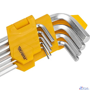 Kranz (KR-12-5211) Набор ключей имбусовых HEX 1,5-10 мм, CrV, 9 шт., удлиненные, с шаром
