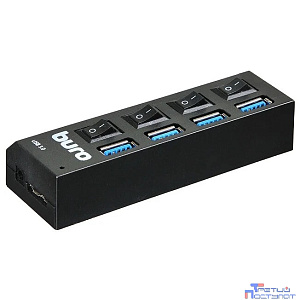 Buro BU-HUB4-U3.0-L Разветвитель USB 3.0 4порт. черный (389737)