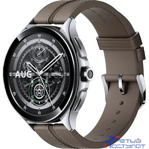 Часы наручные Xiaomi Смарт-часы Xiaomi Watch 2 Pro - Bluetooth® Silver Case with Brown Leather Strap M2234W1 (BHR7216GL)