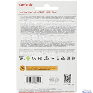 Micro SecureDigital 128Gb SanDisk Ultra® Class 10 UHS-I [SDSQUNR-128G-GN6MN]