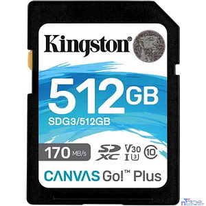 SecureDigital 512Gb Kingston SDXC Class 10 UHS-I U3 V30 Canvas Go Plus 170MB/s SDG3/512GB