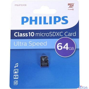Micro SecureDigital 64GB Philips microSDHC Class 10