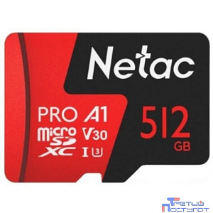 Micro SecureDigital 512GB NeTac P500 Extreme Pro MicroSDXCV30/A1/C10 up to 100MB/s [NT02P500PRO-512G-S]