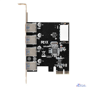 Exegate EX298943RUS Контроллер ExeGate EXE-314 v2.0 (PCI-E x1 v2.0, 4*USB3.0 ext., разъем доп.питания Molex, VIA Labs Chipset VL805)