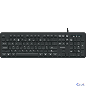 Philips Проводная Клавиатура SPK6264, USB 2.0 104 клав,  русская заводская раскладка, чёрный