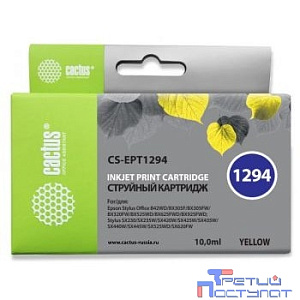 Cactus EPT1294  Картридж для  Epson Stylus Office B42/BX305/BX305F/BX320/BX525/BX625/SX420/SX425/SX525/SX622, желтый