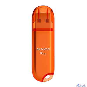 Maxvi USB Drive 16GB P1 orange, монолит с колпачком, ABS пластик, USB 2.0