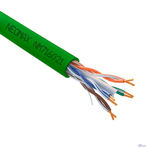 Кабель NEOMAX [NM716021-100M-PT] U/UTP cat.6 4x2x0.57, 23 AWG, Медь, внутренний, PVCLS нг(А)-LSLTx, 100м, зеленый;  Fluke Tested
