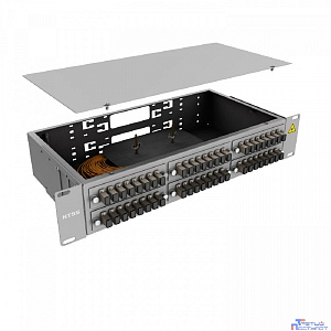 NTSS Кросс 19" NTSS PREMIUM, предсобранный 2U, 48 портов SC/UPC, 50/125 мкм, (розетки, сплайс 2шт, КДЗС, пигтейлы) NTSS-RFOB-PM-2U-48-SC/U-50-SP1.5G1A