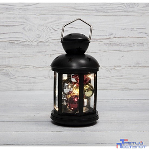 Neon-night 513-061 Декоративный фонарь с шариками 12х12х20,6 см, черный корпус, теплый белый цвет свечения