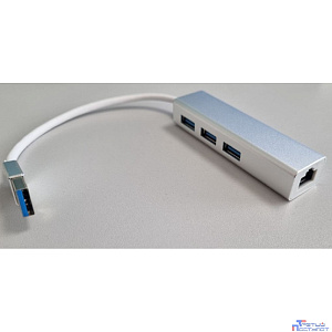 Bion переходник USB3.0 -> RJ-45/3*USB3.0, 1000mbps, алюминиевый корпус, 20 см [BXP-USBA-LAN-USB]
