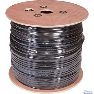 Rexant (01-0046) Кабель витая пара U/UTP, CAT 5e, PE, 4PR, 24AWG, OUTDOOR, SOLID, черный, с тросом, 305м