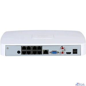DAHUA DHI-NVR2108-8P-4KS3 8-канальный IP-видеорегистратор с PoE до 144Мбит/с;  1 SATA III до 20Тбайт; 1 HDMI, 1 VGA;  1 RJ45 1000Мбит/с, 8 RJ45 100Мбит/с (PoE/PoE+, до 72Вт)