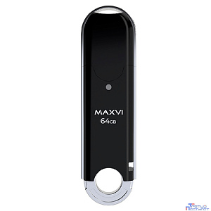 Maxvi USB Drive 64GB P2 black, монолит с колпачком, ABS пластик, USB 2.0