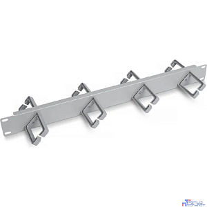 Cabeus JB08-1U-45-GY Кабельный органайзер горизонтальный 19" 1U двухсторонний, 8 пластиковых колец под углом 45 градусов