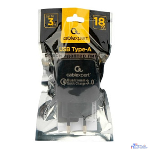 Cablexpert Зарядное устройство MP3A-PC-41 18Вт, 3А, QC3.0, 1xUSB, , черный, пакет