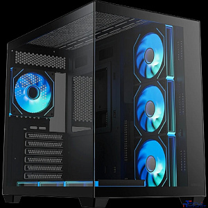 Корпус XASTRA QW500 7ARGB-C10-UC Black ATX/Aquarium/Screewless/7x120mm ARGB PWM FM fans/Argb+PWM HUB 10port/Type-C/ QW500-7FM12A-C10-UC