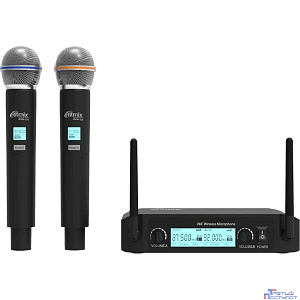 RITMIX RWM-222 Black {2 микрофона: 66 МГц - 74 Мгц, 87.5 МГц - 92 МГц; раб. част.: 40 Гц - 18 000 Гц;чувств.: -105 дБ +/-3 дБ}