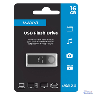 Maxvi USB Drive 16GB MK dark grey, монолит, металл, USB 2.0 FD16GBUSB20C10MK