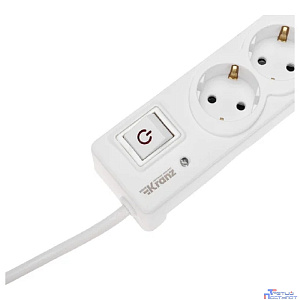 Kranz (13-4701) Фильтр сетевой 5 гнезд, 5м, 3х1,5мм?, с автовыкл, 2 USB, белый